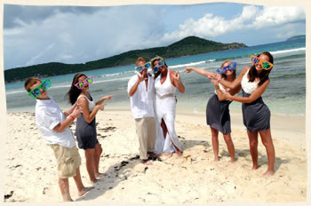 Celebrating vow renewal with family at Lindquist Beach, St. Tohmas Virgin Islands